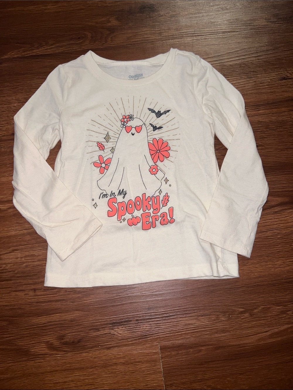 OshKosh B'gosh White Long-Sleeve "Spooky Era" Graphic Tee